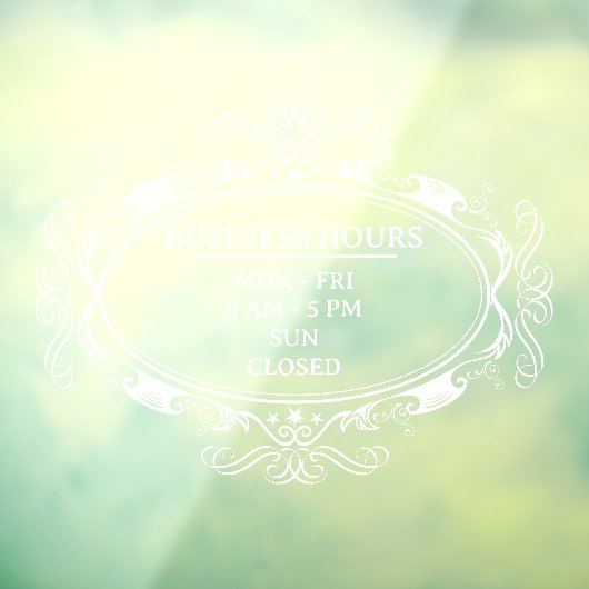 おしゃれなオーバルフレームの営業時間表示 ウィンドウサイン (シート3)