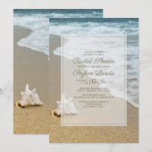 おしゃれなオceanビーチ シェル ブライダルシャワー 招待状 (正面/裏面)
