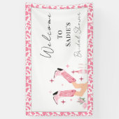 おしゃれなカウボーイブーツ＆バブル ブライズシャワーへようこそ 横断幕 (縦)