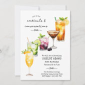 おしゃれなカクテル＆会話 バースデーパーティー 招待状 (正面)