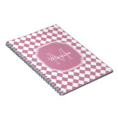 おしゃれなカシミアローズ チェック柄 モノグラムと名前 ノートブック (右側)