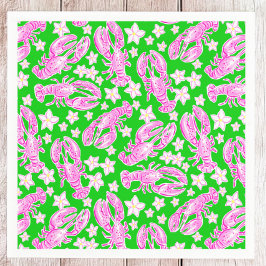 おしゃれなカジュアル エビ 花 ピンク 緑の模様 スタンダードカクテルナプキン