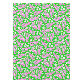 おしゃれなカジュアル エビ 花 ピンク 緑の模様 テーブルクロス