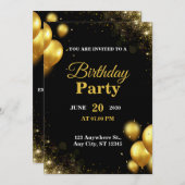 おしゃれなカスタマイズ可能な誕生日カード 招待状 (正面/裏面)