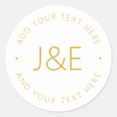 おしゃれなカスタマイズ可能テキスト クラシックラウンドステッカー ラウンドシール (正面)