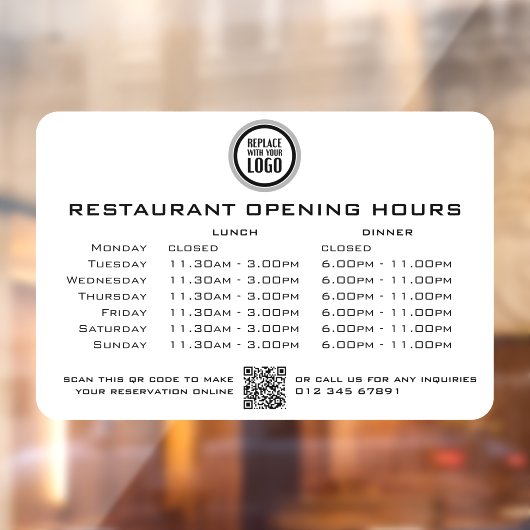 おしゃれなカスタムオープニングランチディナー時間レストラン ウィンドウサイン (シート2)