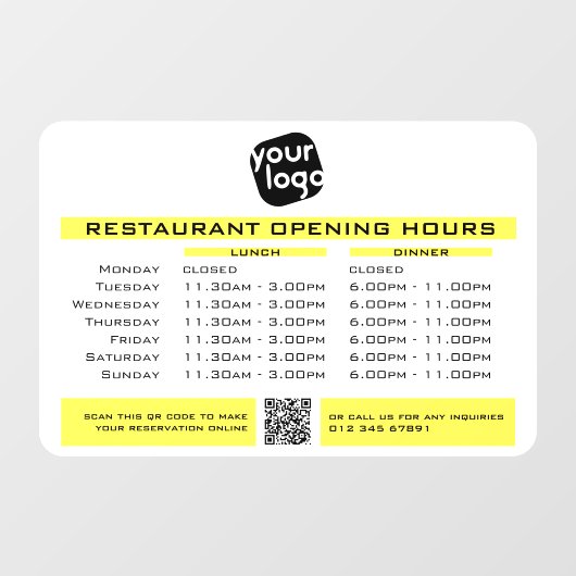 おしゃれなカスタムオープニングランチディナー時間レストラン ウィンドウサイン (シート)