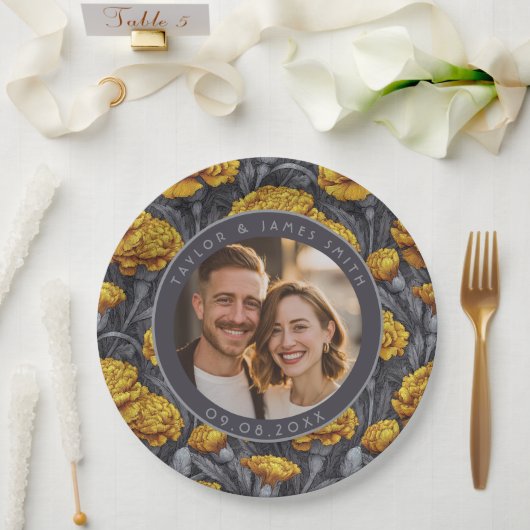 おしゃれなカスタムカーネーション花の春の結婚式 ペーパープレート (ウェディング)