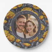 おしゃれなカスタムカーネーション花の春の結婚式 ペーパープレート (正面)