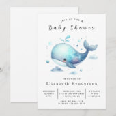 おしゃれなカスタムクジラベビーシャワー 招待状 (正面/裏面)