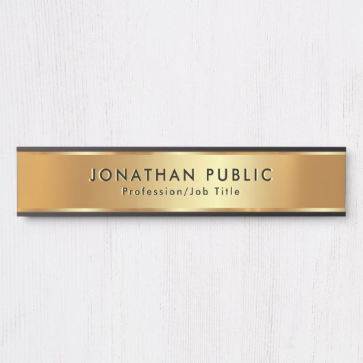 おしゃれなカスタムテキストテンプレート エレガントゴールド サインプレート (正面)