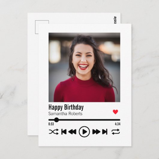 おしゃれなカスタムネーム ハッピーバースデー フォト ポストカード (正面/裏面)