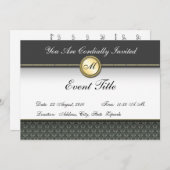 おしゃれなカスタムモノグラムのフォーマル招待状 招待状 (正面/裏面)