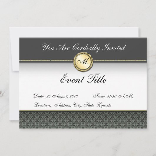 おしゃれなカスタムモノグラムの正式な招待状 招待状 (正面)