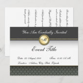 おしゃれなカスタムモノグラムの正式な招待状 招待状 (正面/裏面)