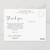 おしゃれなカスタム写真ベイビーシャワーのお礼 ポストカード (裏面)