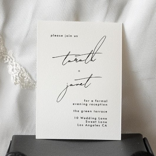 おしゃれなカスタム名 ブラック ホワイト ウェディング レセプション エンクロージャーカード