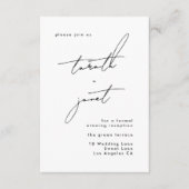 おしゃれなカスタム名 ブラック ホワイト ウェディング レセプション エンクロージャーカード (正面)