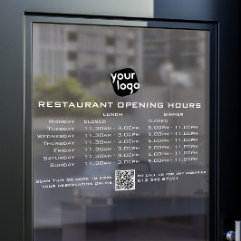 おしゃれなカスタム営業時間 ランチ ディナー レストラン ウィンドウサイン
