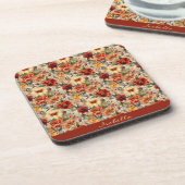 おしゃれなカスタム水彩花柄パターン コースター (左側)