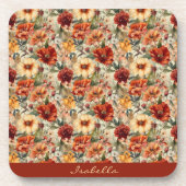 おしゃれなカスタム水彩花柄パターン コースター (正面)