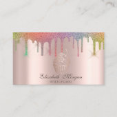 おしゃれなカップケーキ 虹色のしたたり ベーカリー 名刺 (正面)