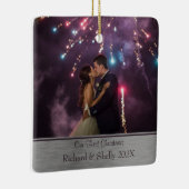 おしゃれなカップルのファーストクリスマス セラミックオーナメント (右)