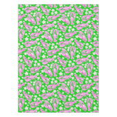 おしゃれなカニ 花 ピンク 緑の模様 テーブルクロス (正面)