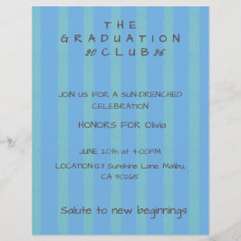 おしゃれなカバナストライプの卒業おめでとう招待状