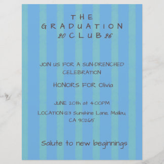 おしゃれなカバナストライプの卒業おめでとう招待状