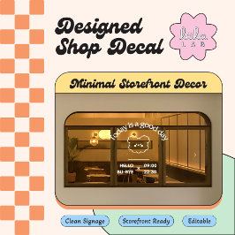 おしゃれなカフェ用ウィンドウクリング - 白 ウィンドウサイン