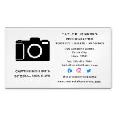 おしゃれなカメラ フリーランスの写真家 ソーシャルメディア マグネット名刺 (正面)