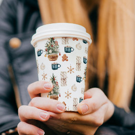 おしゃれなカラフルなクリスマスパターン | 水彩 紙コップ