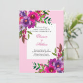 おしゃれなカラフルな水彩花の夏のウェディング 招待状 (スタンド正面)