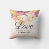 おしゃれなカラフルな水彩花の植物学的な結婚式 クッション (裏面)