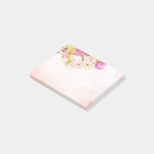 おしゃれなカラフルな水彩花の植物学的な結婚式 ポストイット (アングル)