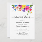 おしゃれなカラフルな野の花の結婚式リハーサルディナー 招待状 (正面)