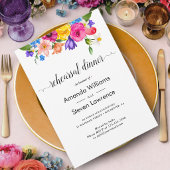 おしゃれなカラフルな野の花の結婚式リハーサルディナー 招待状