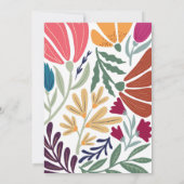 おしゃれなカラフルアブストラクトフラワーレトロ結婚式QR 招待状 (裏面)