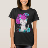 おしゃれなカラフル猫好きデザイン Tシャツ (正面)