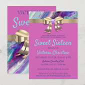 おしゃれなカラー誕生日招待状 招待状 (正面/裏面)