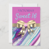 おしゃれなカラー誕生日招待状 招待状 (裏面)