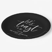 おしゃれなカリグラフィーの婚約パーティー Let's Toast Chic Calligraphy ペーパープレート (アングル)