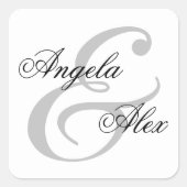 おしゃれなカリグラフィーアンパサンドカップル スクエアシール (正面)