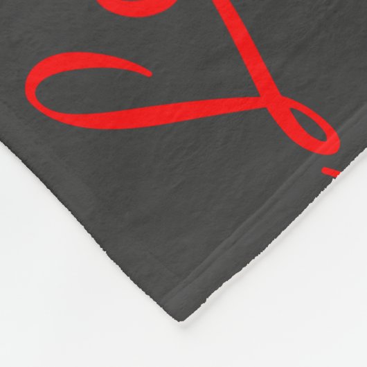 おしゃれなカリグラフィーグレー赤ラブウェディング フリースブランケット (角)