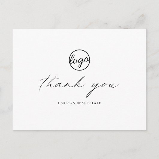 おしゃれなカリグラフィーロゴ 業務用サンキューポストカード ポストカード (正面)