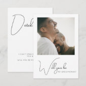 おしゃれなカリグラフィー写真 groom 提案カード サンキューカード (正面/裏面)