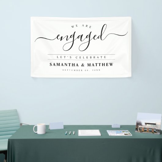 おしゃれなカリグラフィー婚約パーティーウェルカムサイン 横断幕 (トレードショー)