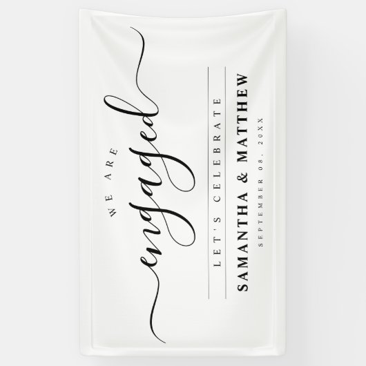 おしゃれなカリグラフィー婚約パーティーウェルカムサイン 横断幕 (縦)