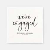 おしゃれなカリグラフィー婚約パーティー スタンダードカクテルナプキン (正面)